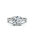 18K Solid Gold 2 CT Round Diamond Ring with Pavé Diamond Accents