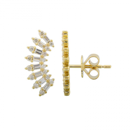 Solid Gold Diamond Wing Climber Earring