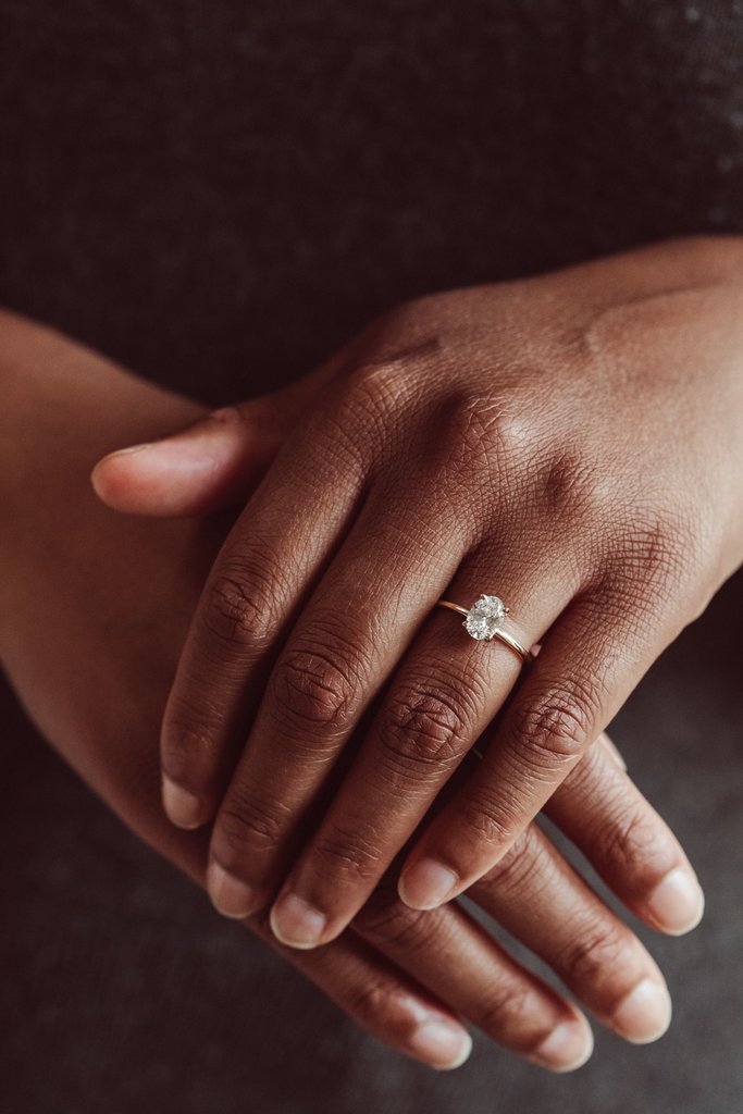 Solid Gold Lab-Grown Diamond Oval 4-Prong Solitaire Ring