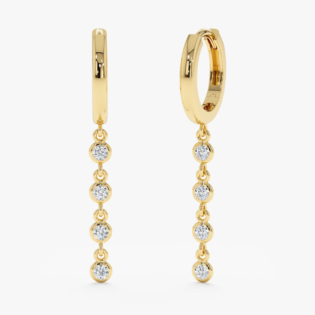 Solid Gold Multi Diamond Drop Huggies