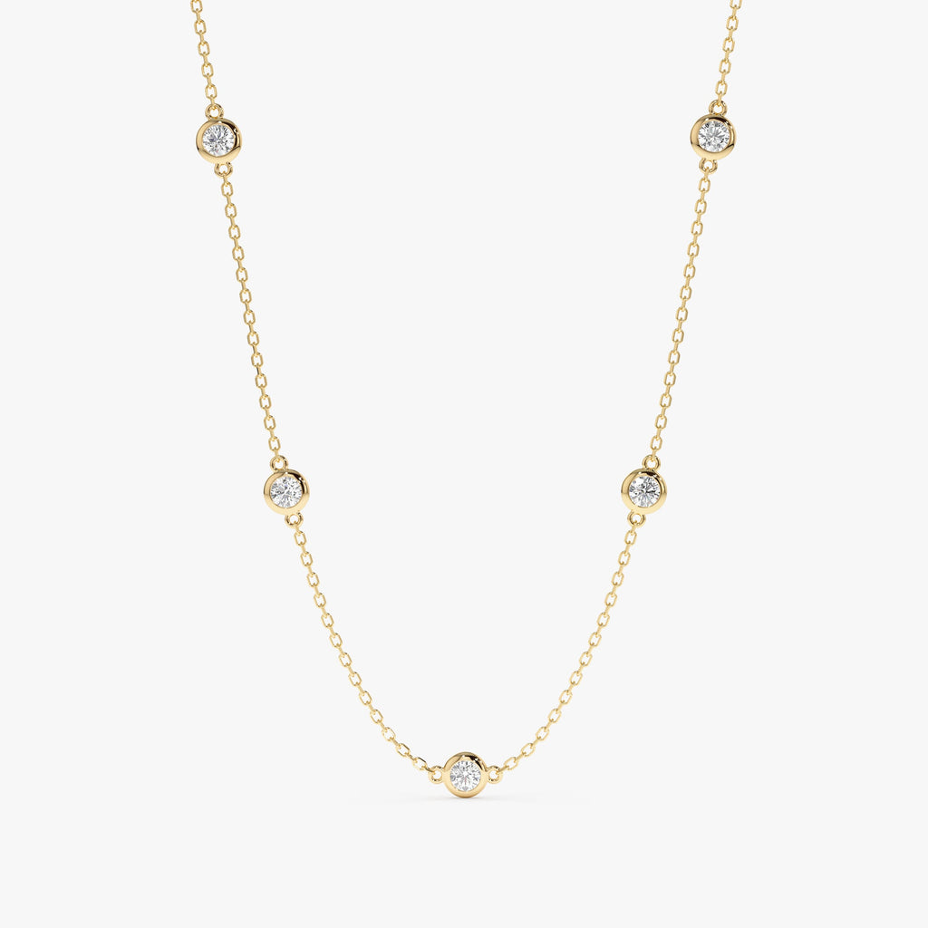Solid Gold Bold Diamond By The Yard Necklace (A0CFD7)
