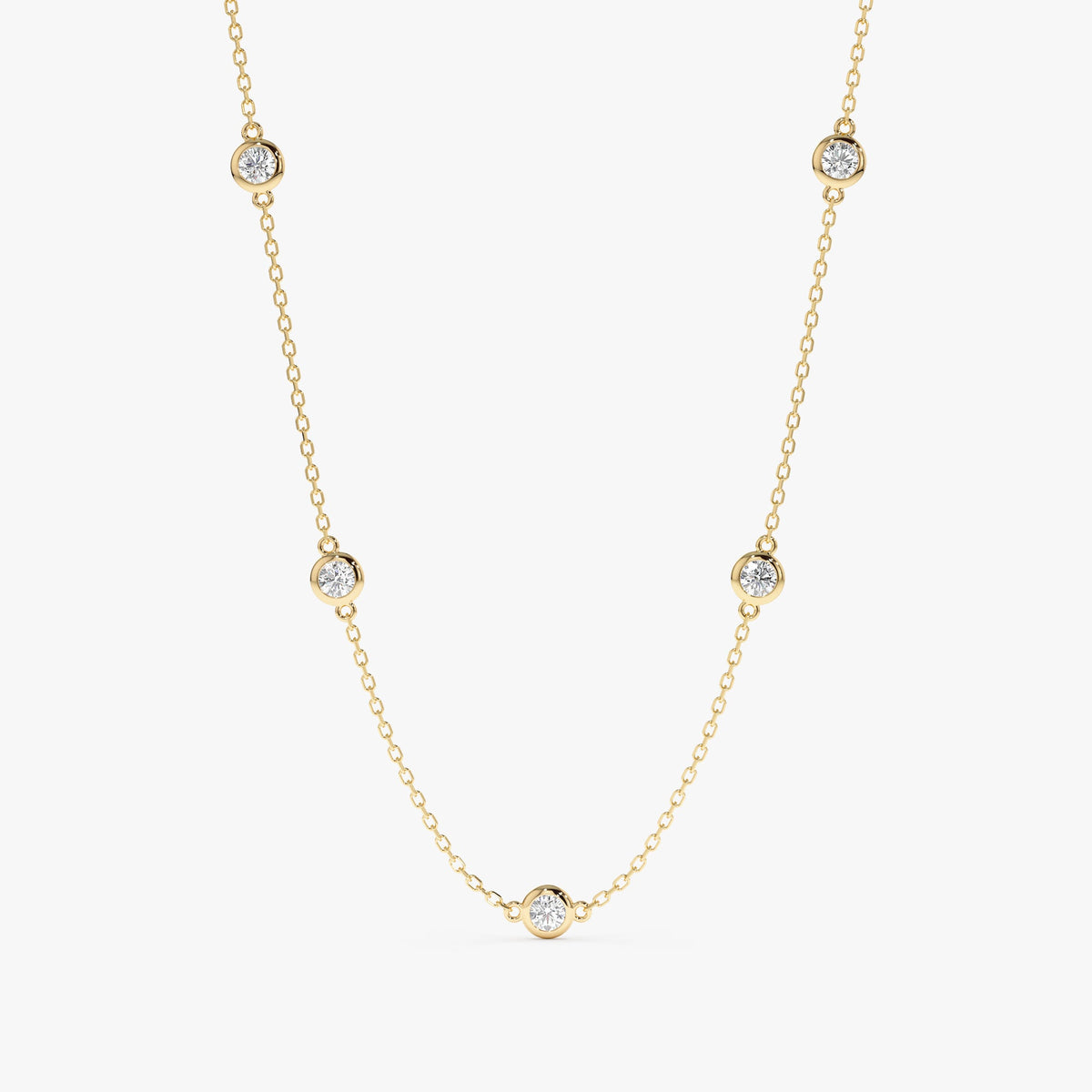 Solid Gold Bold Diamond By The Yard Necklace (A0CFD7)