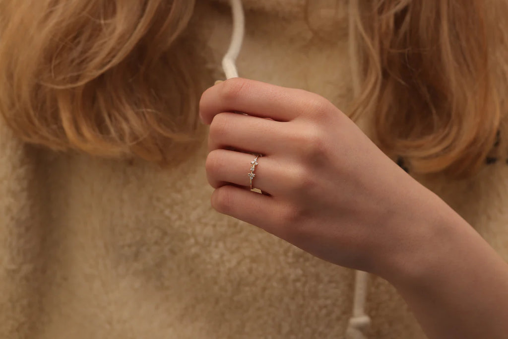Solid Gold 7 Moissanite Diamond Ring
