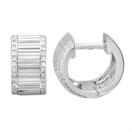 Solid Gold Mini Chunky Textured Diamond Hoop Earring