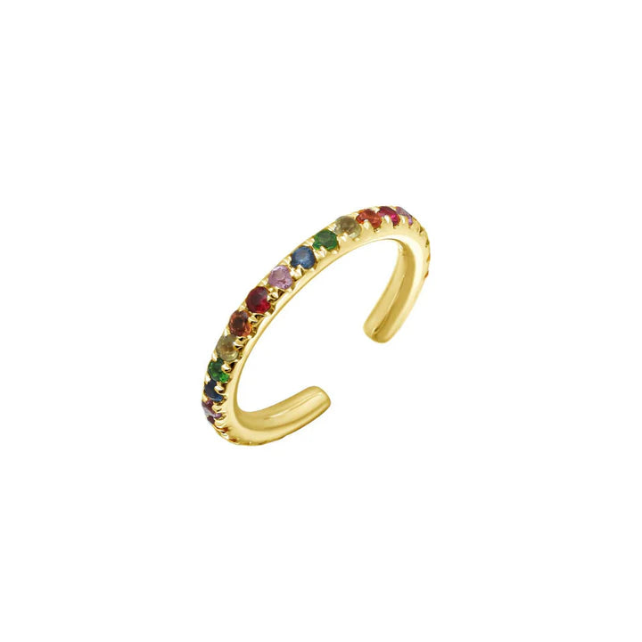 Solid Gold Rainbow Sapphire Ear Cuff