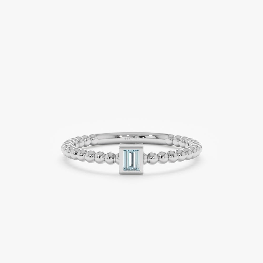 Solid Gold Aquamarine Ring (E77909)