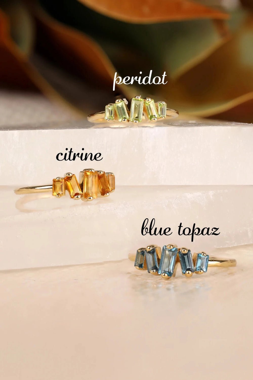Solid Gold Citrine Cluster Ring