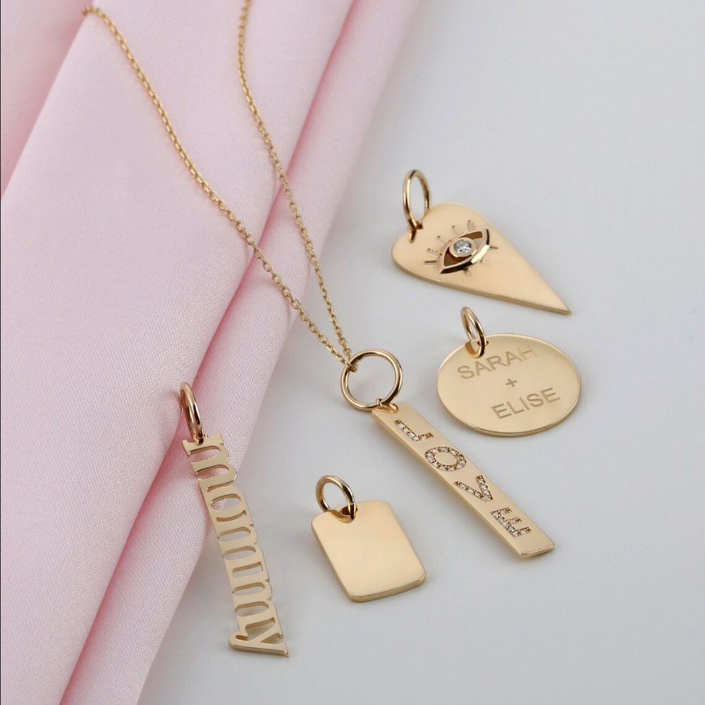 Solid Gold LOVE Diamond Bar Charm (31F62B)