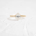 Solid Gold Whisper Ring with Pave Band, 1ct. Oval Cut Moissanite Diamond