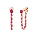 Solid Gold Ruby Long Loop Earrings