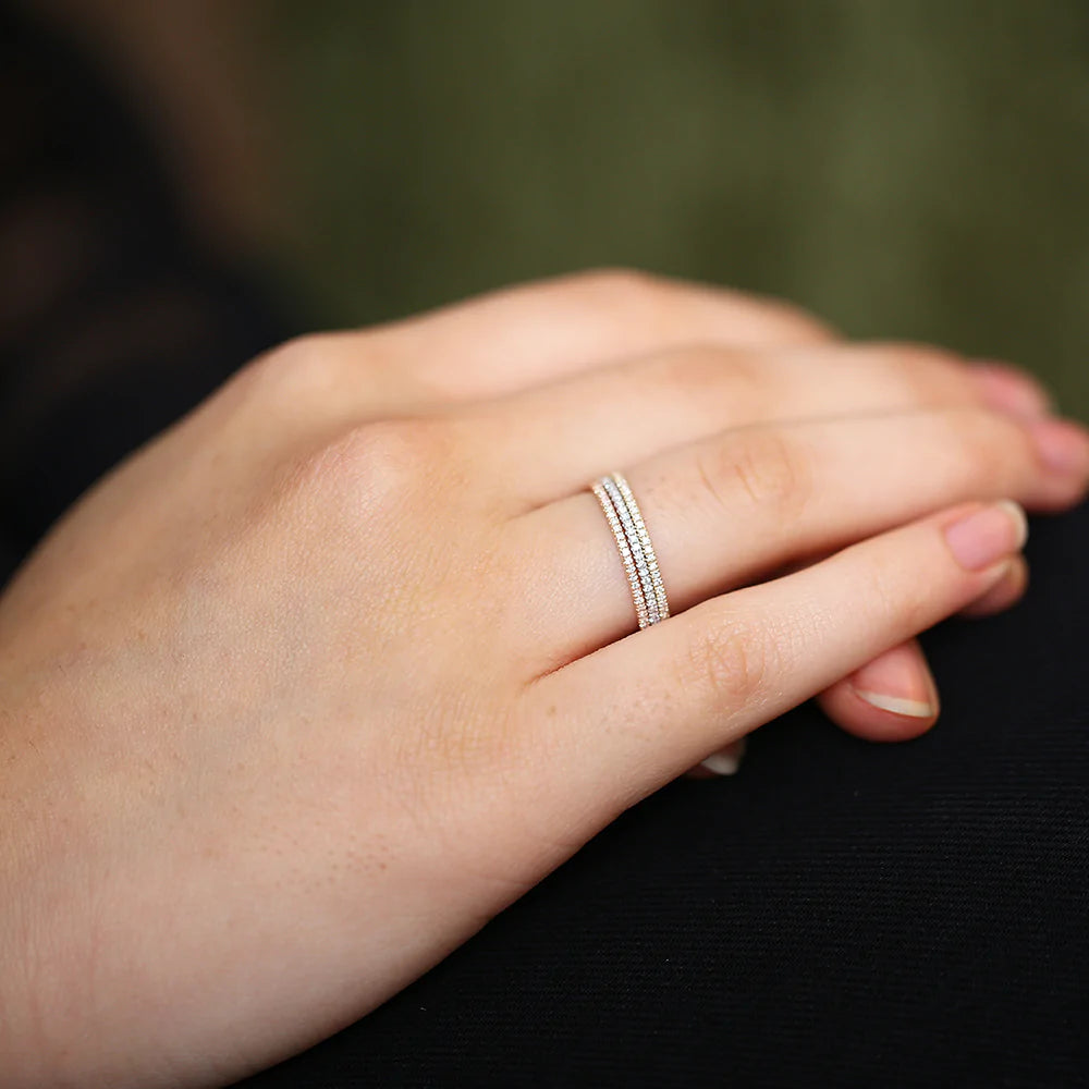 Ultra Thin 1mm Micro Pavé Moissanite Eternity Wedding Band, photo 6
