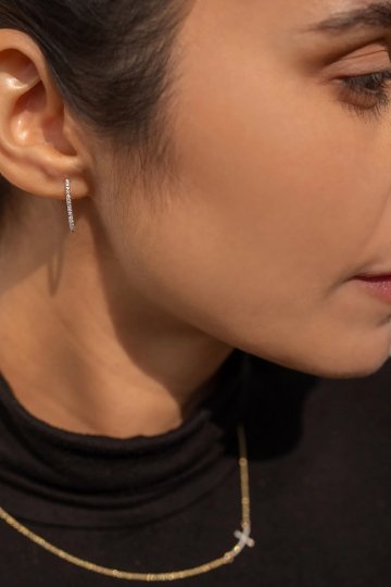Solid Gold Designer Diamond Hoop Earrings