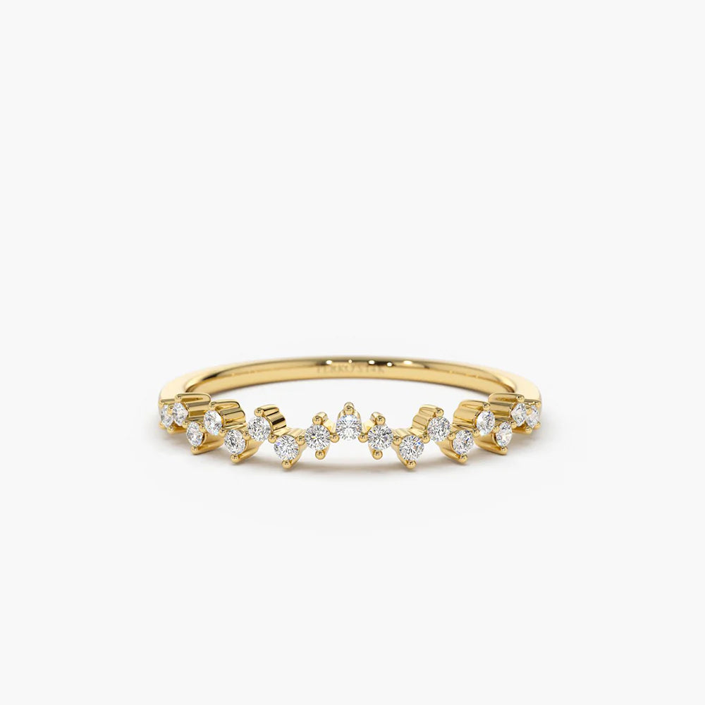 Solid Gold Zig Zag Diamond Wedding Band