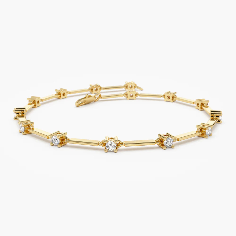Solid Gold Bar and Diamond Infinity Bracelet 0.85 ctw