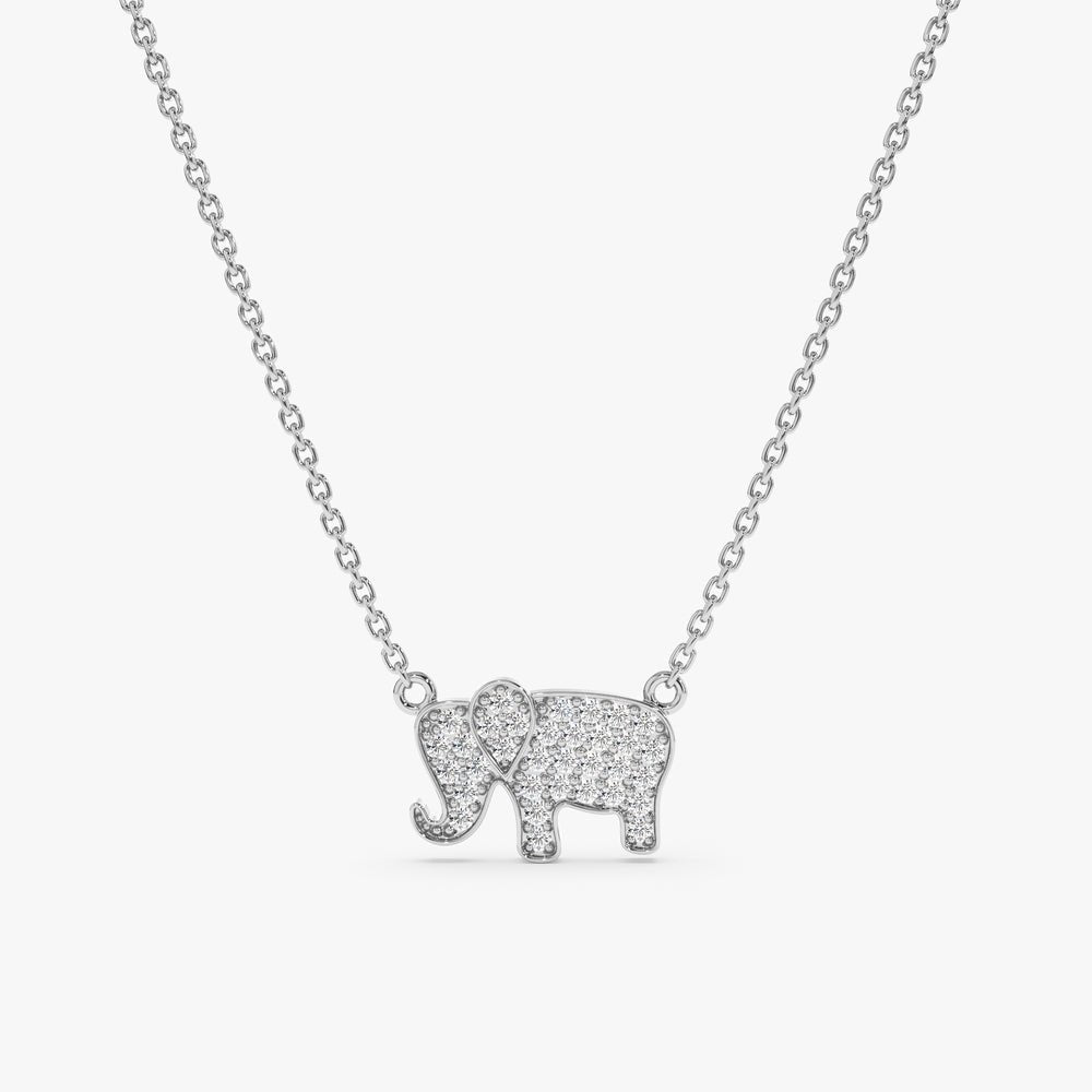 Solid Gold Diamond Elephant Necklace (99EFFD)