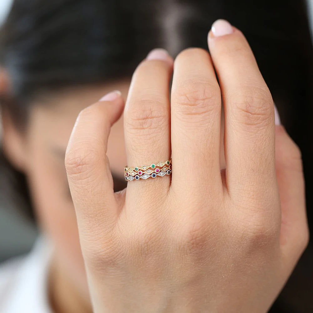 Solid Gold Ruby Art Deco Wedding ring