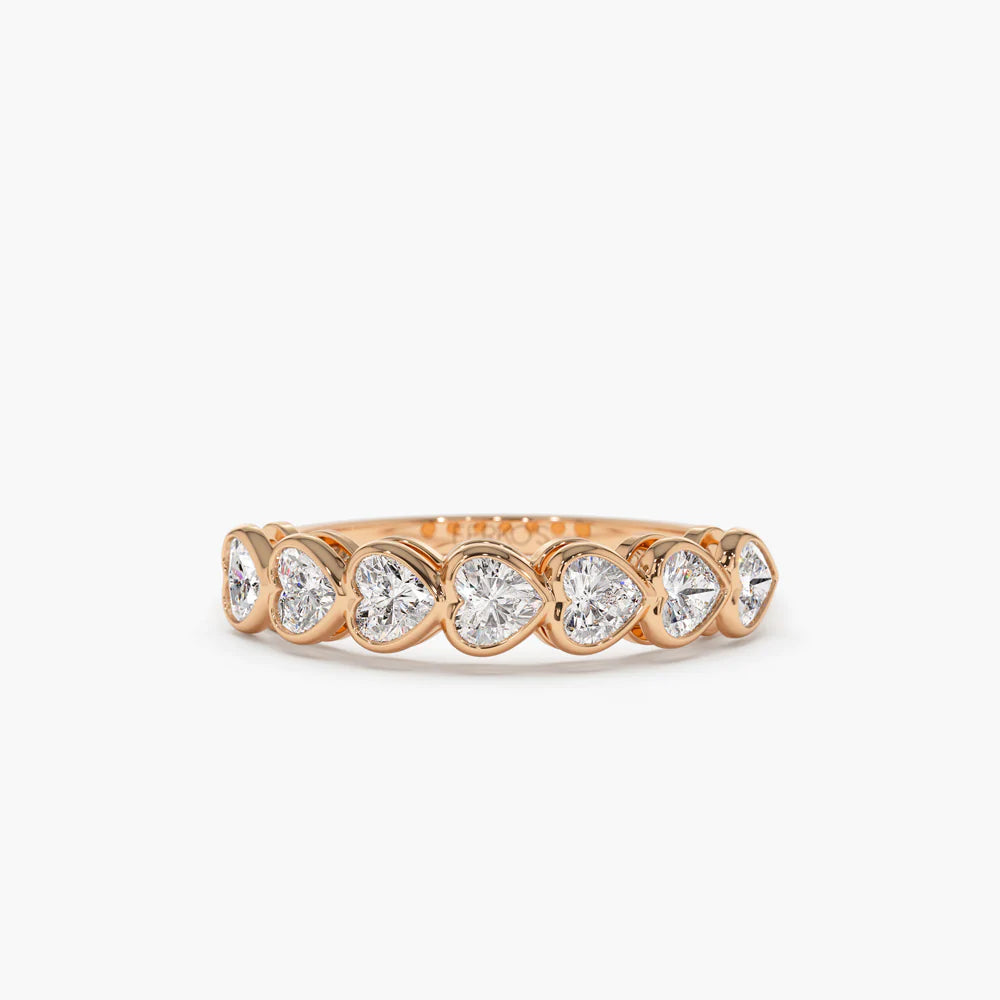 Solid Gold Heart Shape Horizontal Bezel Setting Diamond Ring
