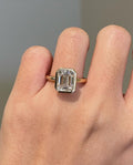 Solid Gold Engagement Ring 3 Carat Bezel Setting Emerald Cut Moissanite