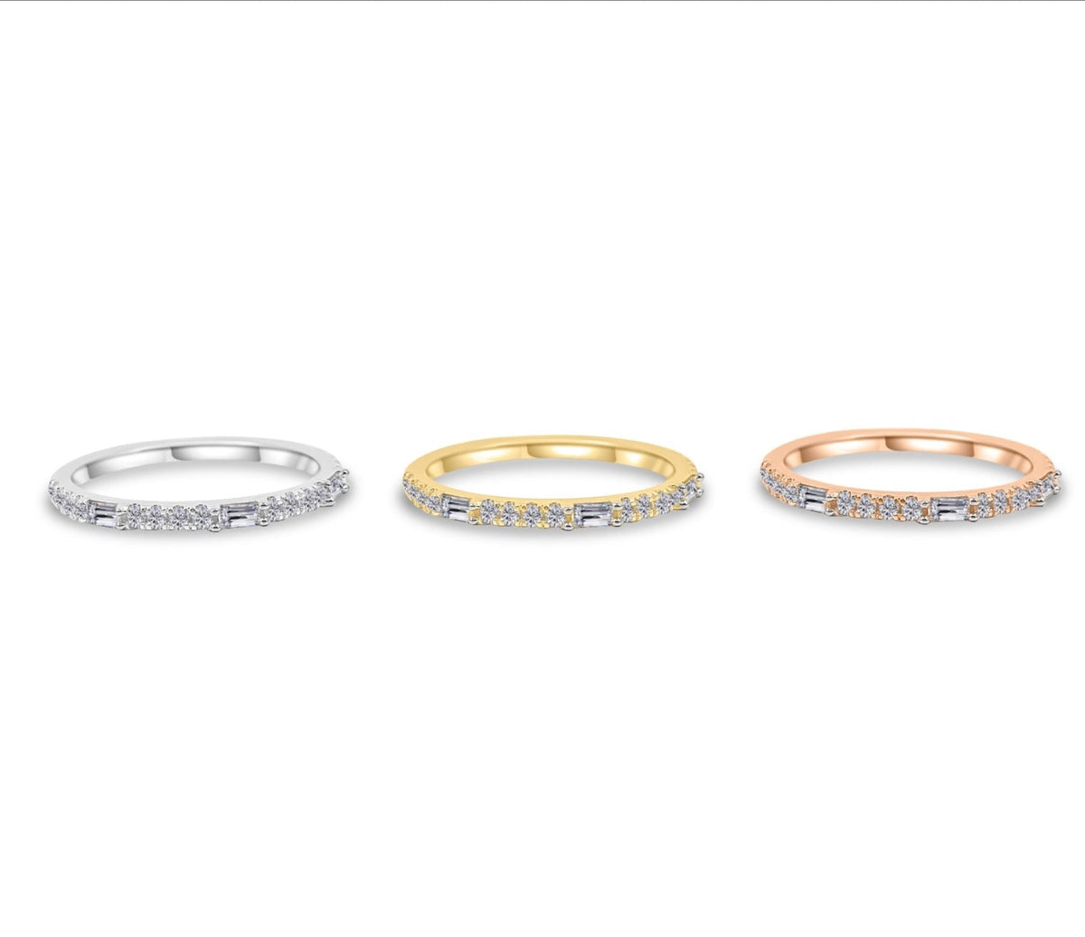 14K Solid Gold 0.83 CT Diamond Baguette Ring