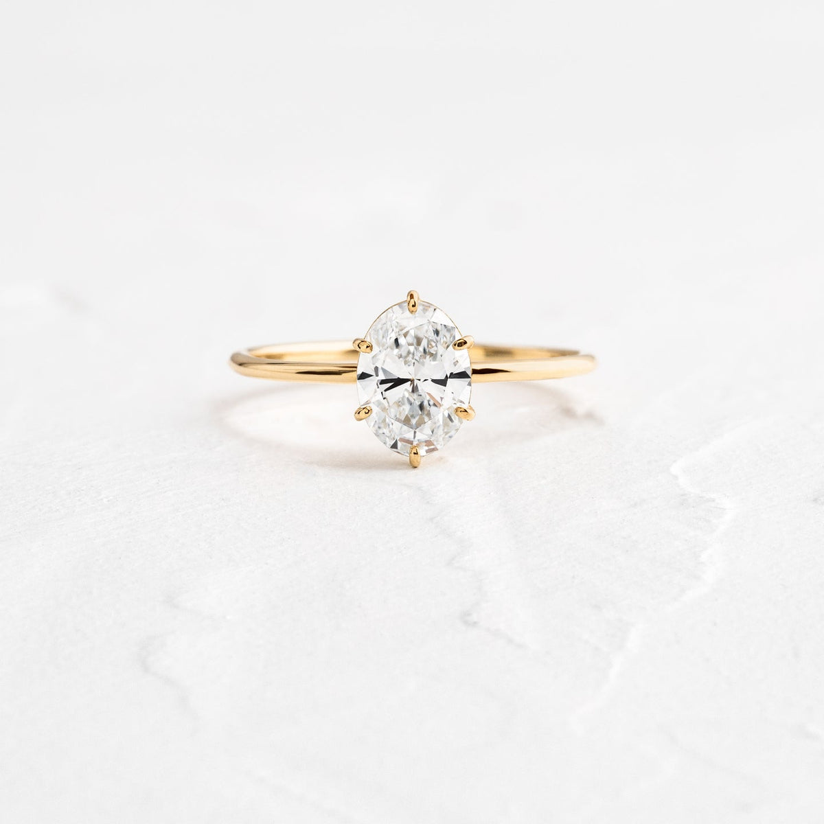 Solid Gold 1 CT Whisper Ring, Oval Cut Diamond Moissanite Ring