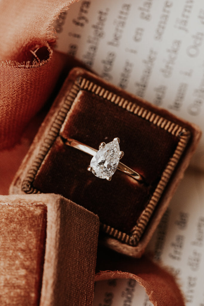Solid Gold Lab-Grown Diamond Pear 5-Prong-Set Solitaire Ring