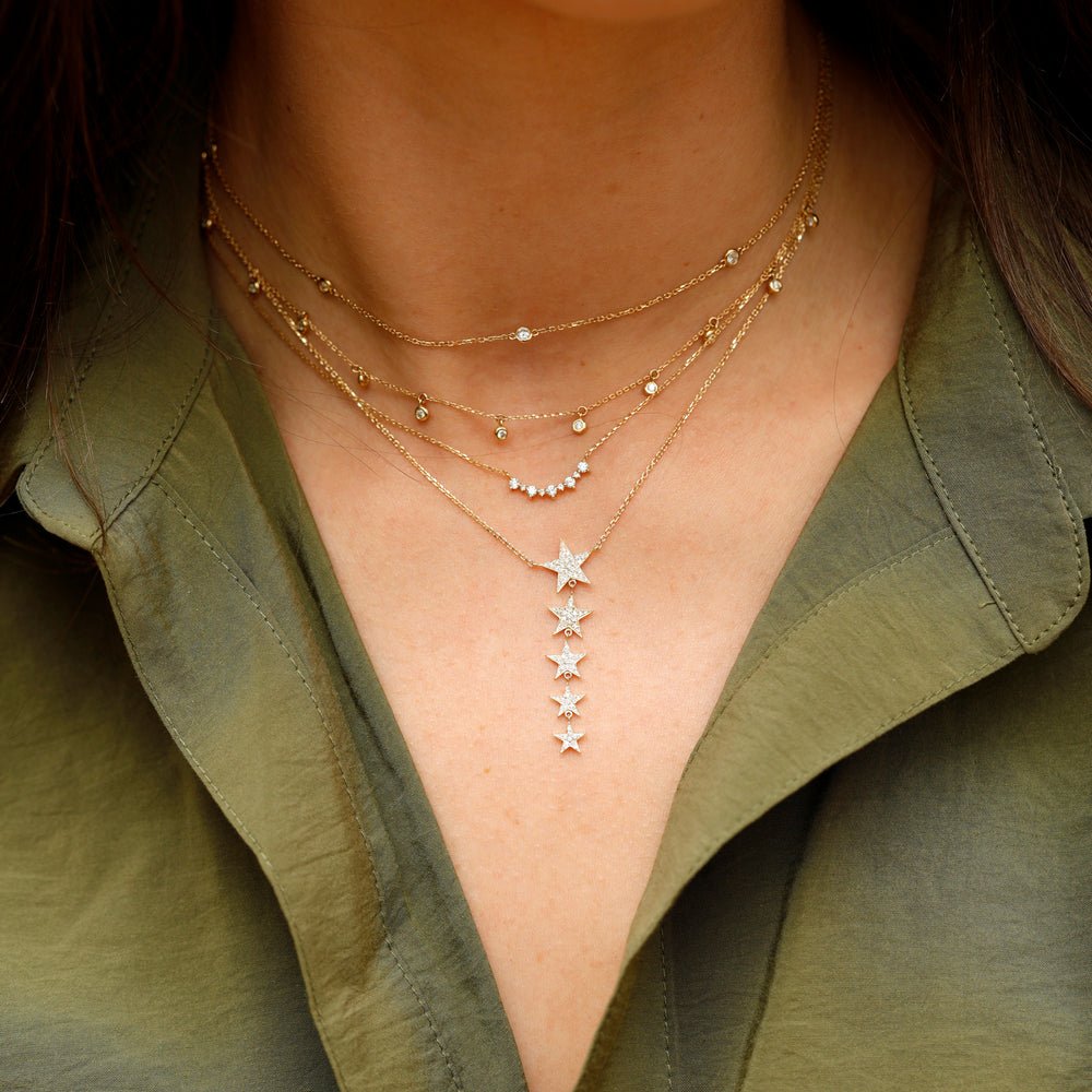 Solid Gold Rising Star Diamond Necklace (591BE7)