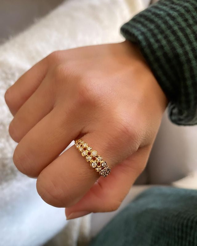 Solid Gold Two Stack Diamond Band