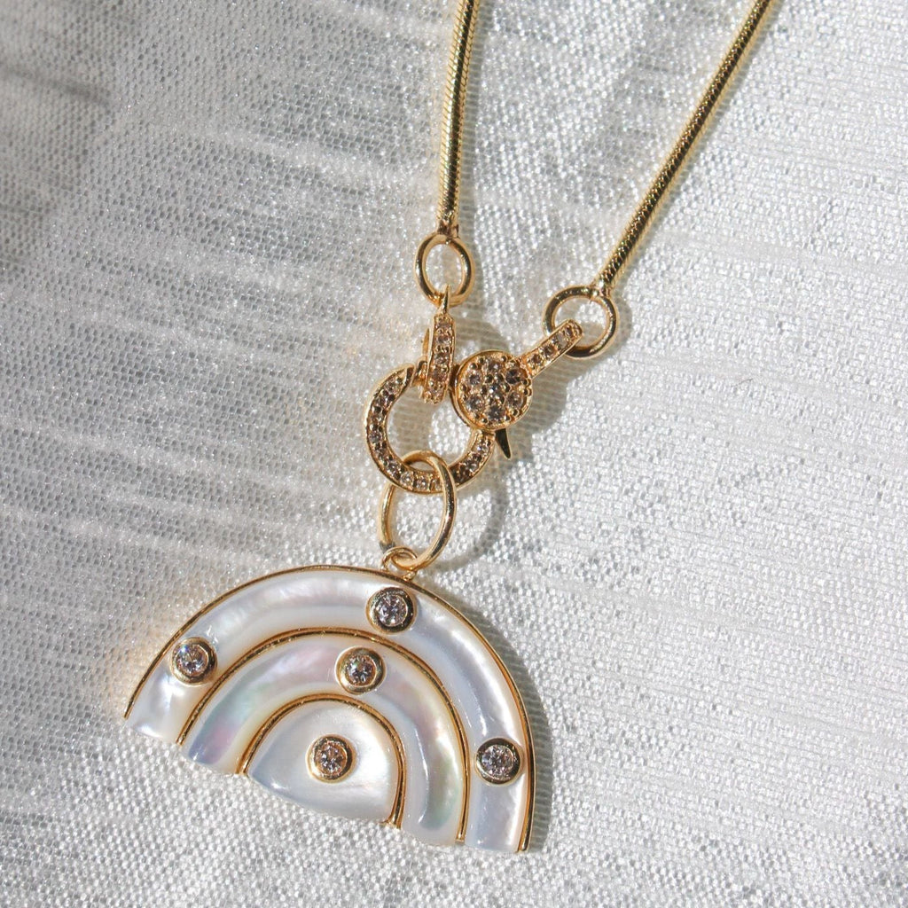 Solid Gold Diamond Mother of Pearl Cloud Pendant