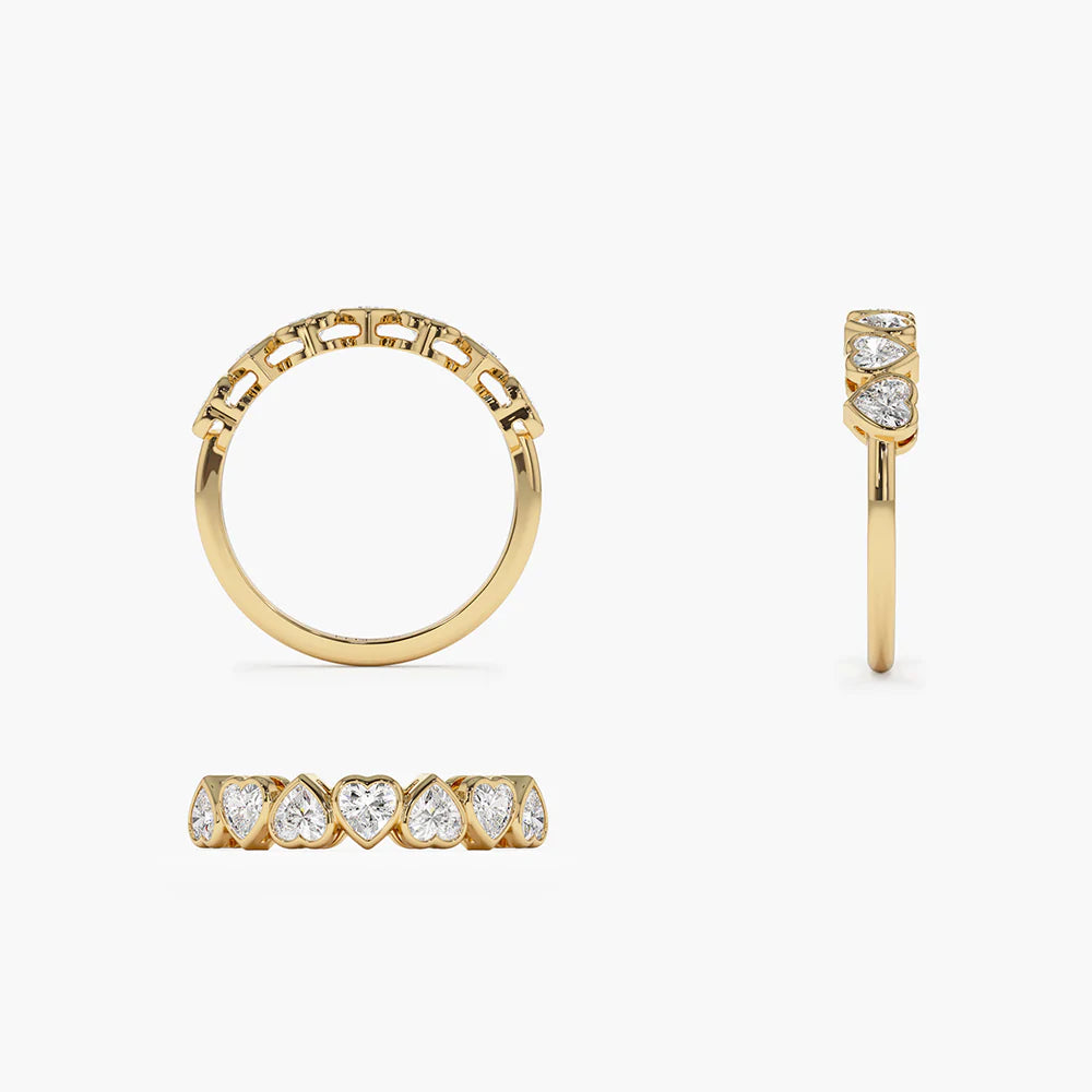 Solid Gold Heart Shape Up Down Bezel Setting Diamond Ring