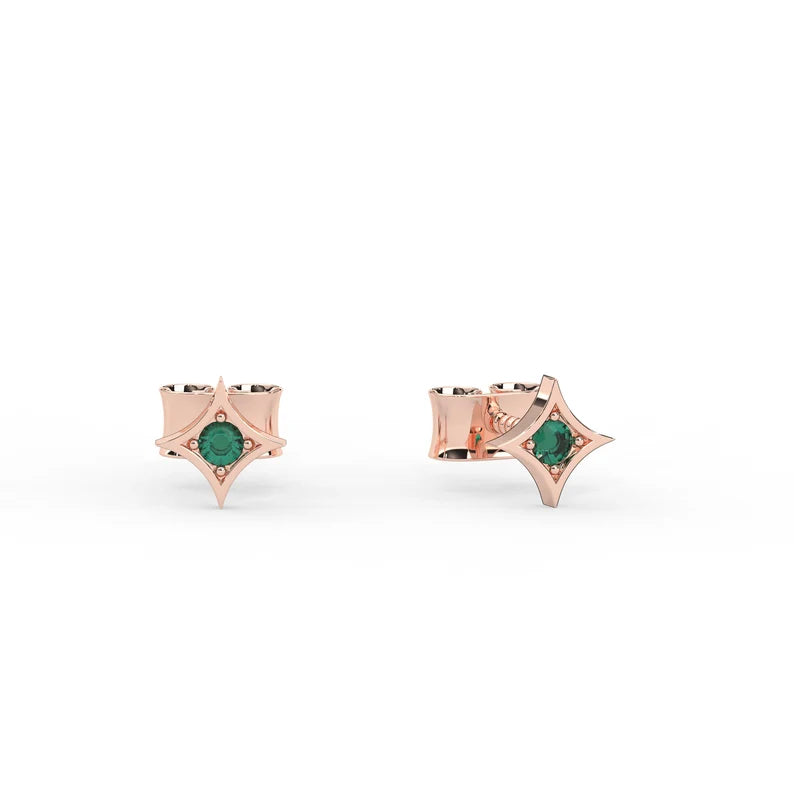 Solid Gold 1.5 MM Natural Emerald Stud
