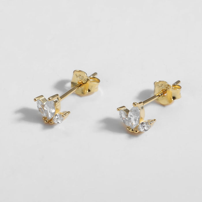 Solid Gold Diamond Crown Stud Earring