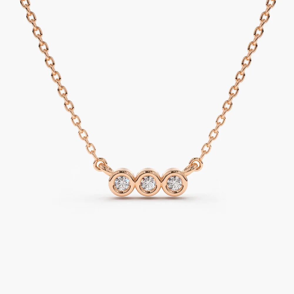 Solid Gold Bezel Set Diamond Necklace