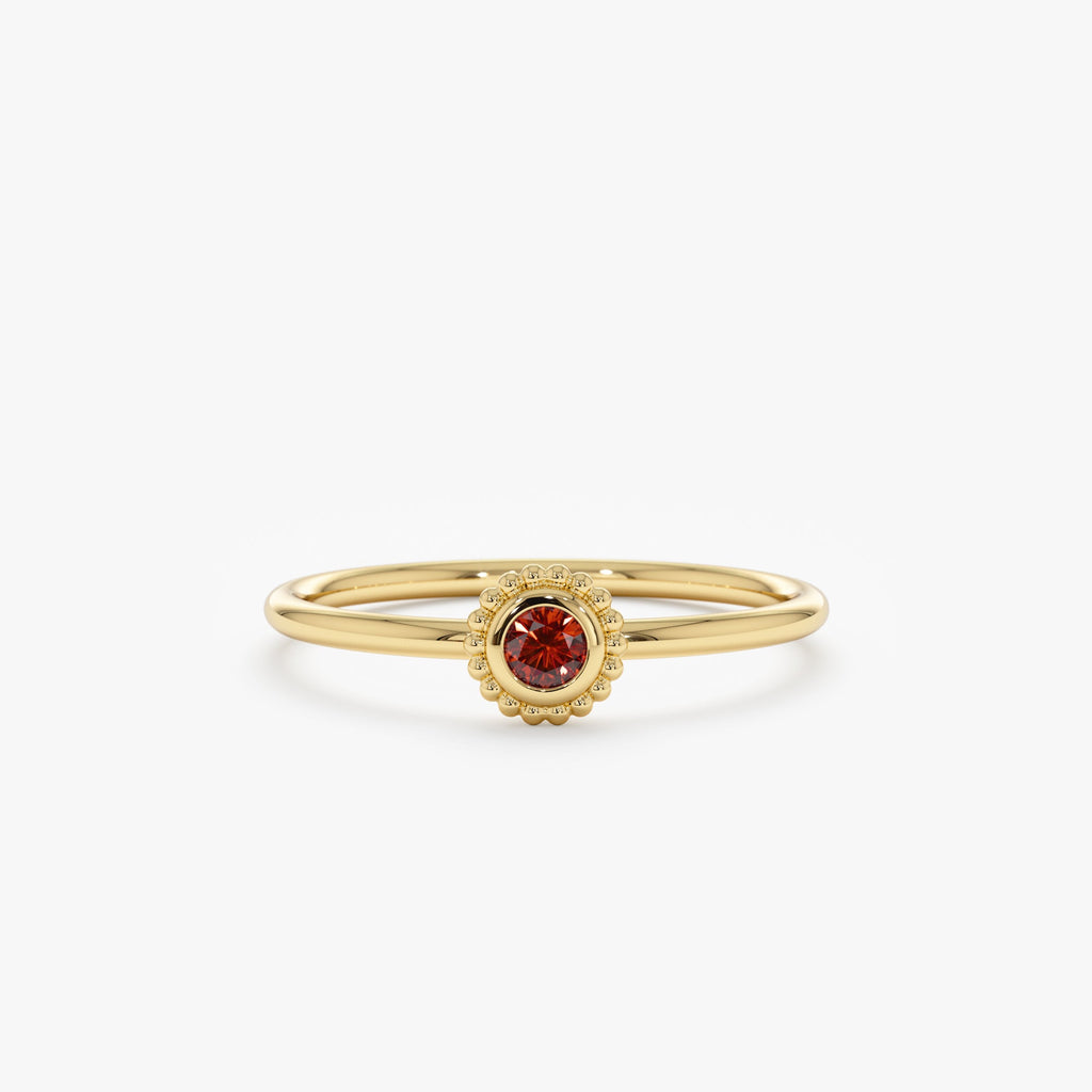 Solid Gold Garnet Art Deco Ring (BEC45F)