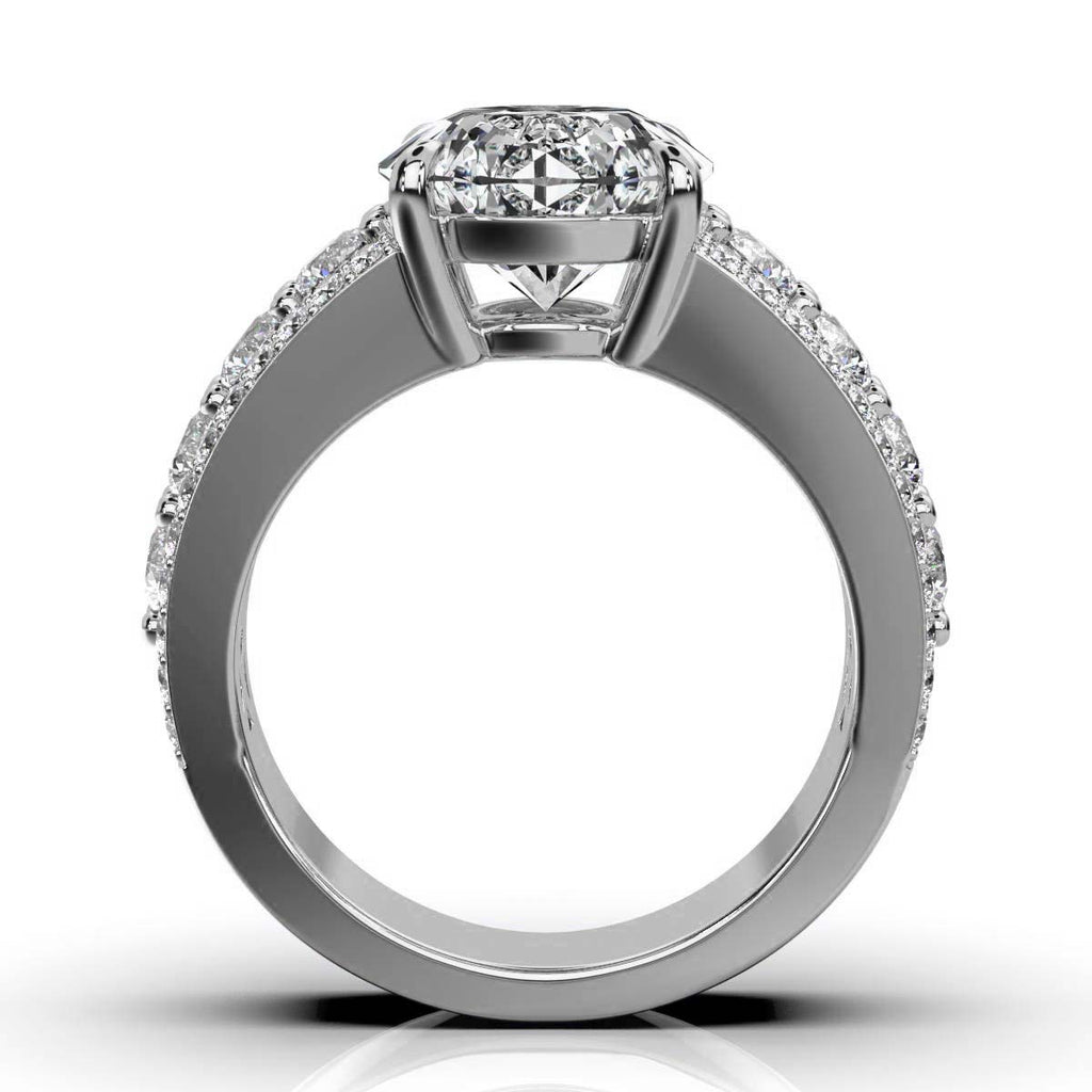 Solid Gold Three-Row Lab Grown Diamond Ring