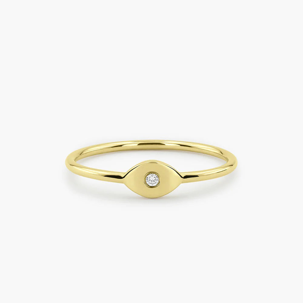 Solid Gold Evil Eye Diamond Ring