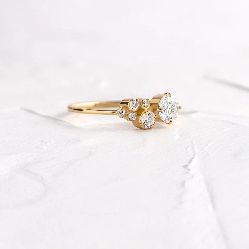 Solid Gold 1 CT Diamond Indie Ring , Moissanite Diamond Ring