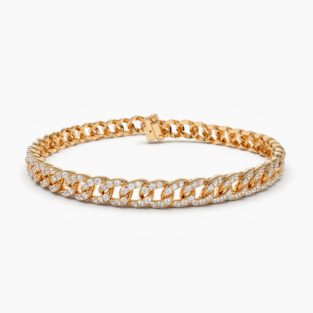 Solid Gold 4.8MM Diamond Cuban Link Bracelet