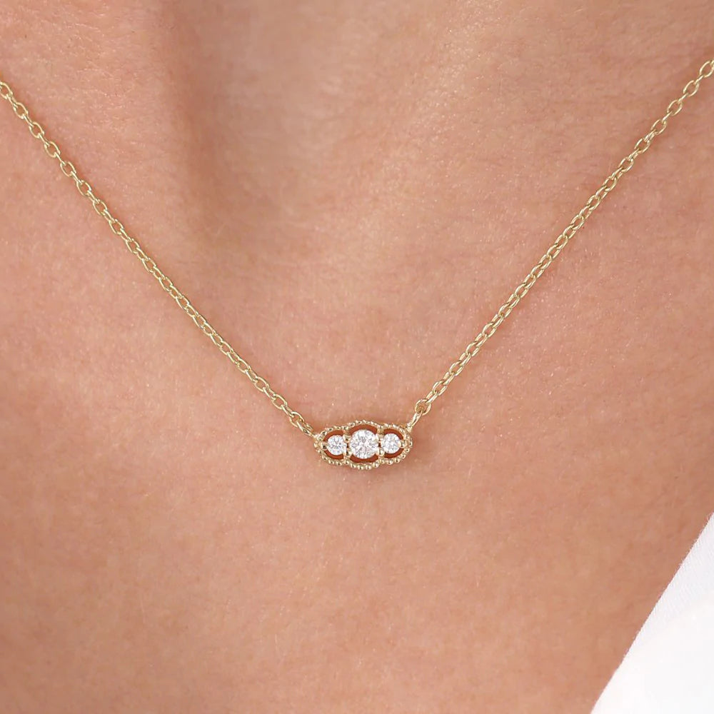 Art Deco Trio Moissanite Necklace, photo 2