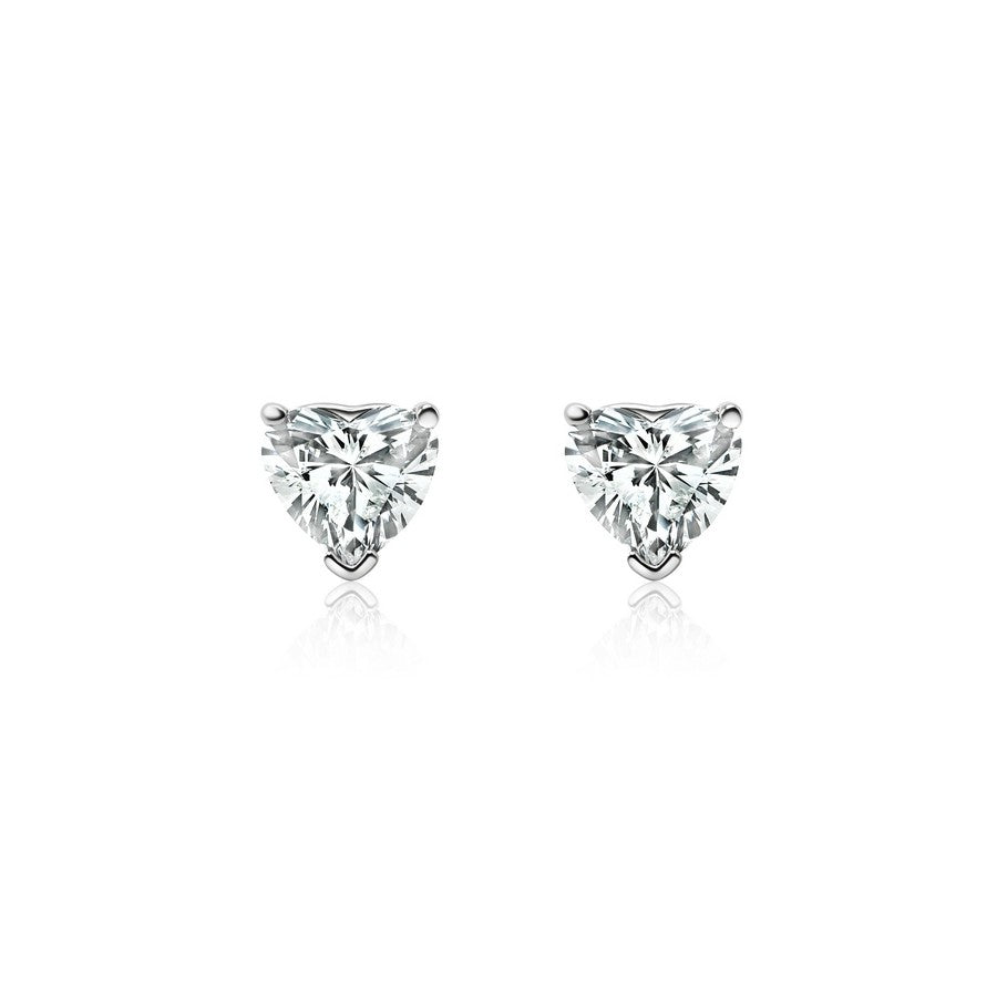 Solid Gold Heart Shape Lab Diamond Earring (B673D4)