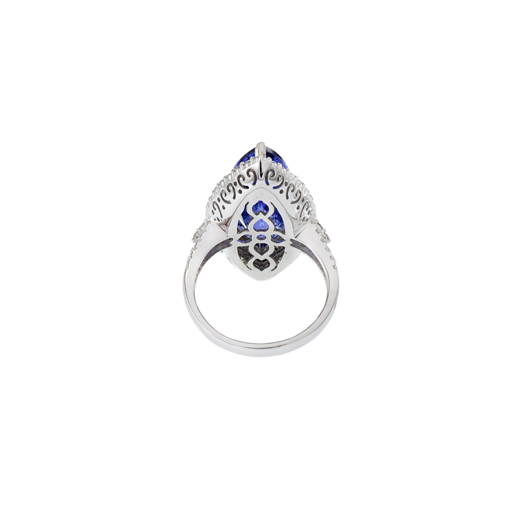 18K Solid Gold 6.81 CT Tanzanite and Diamond Ring