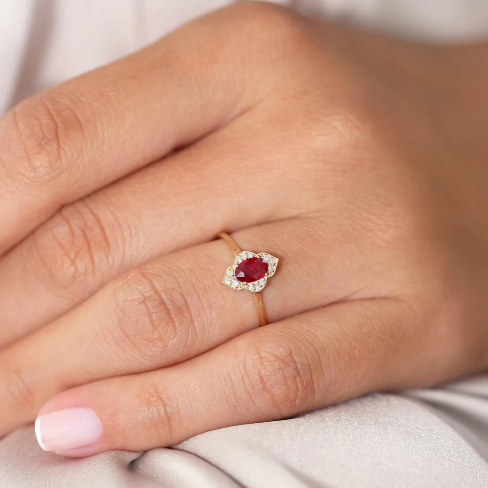 Solid Gold Victorian Genuine Ruby Ring