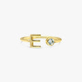 Solid Gold Birthstone and Initial Open Ring (789C2A)
