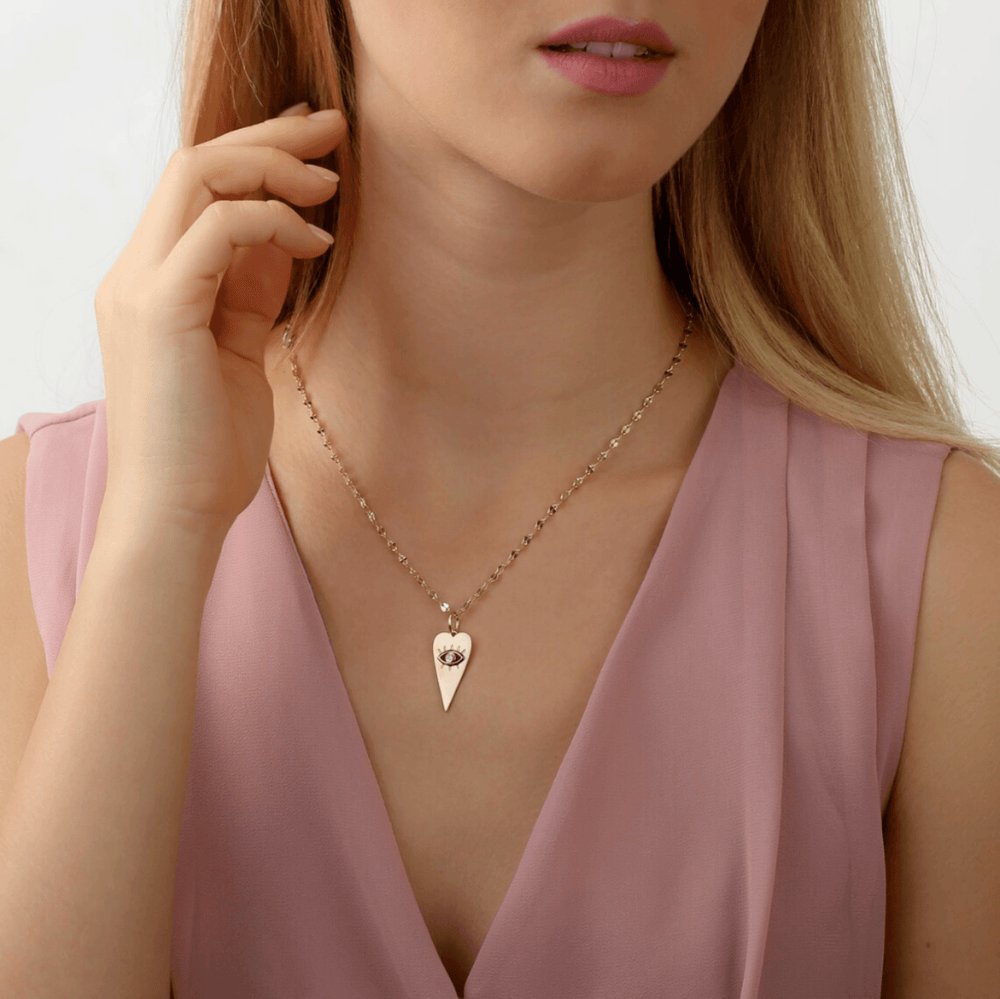 Solid Gold Diamond Eye Heart Charm (83ACD9)