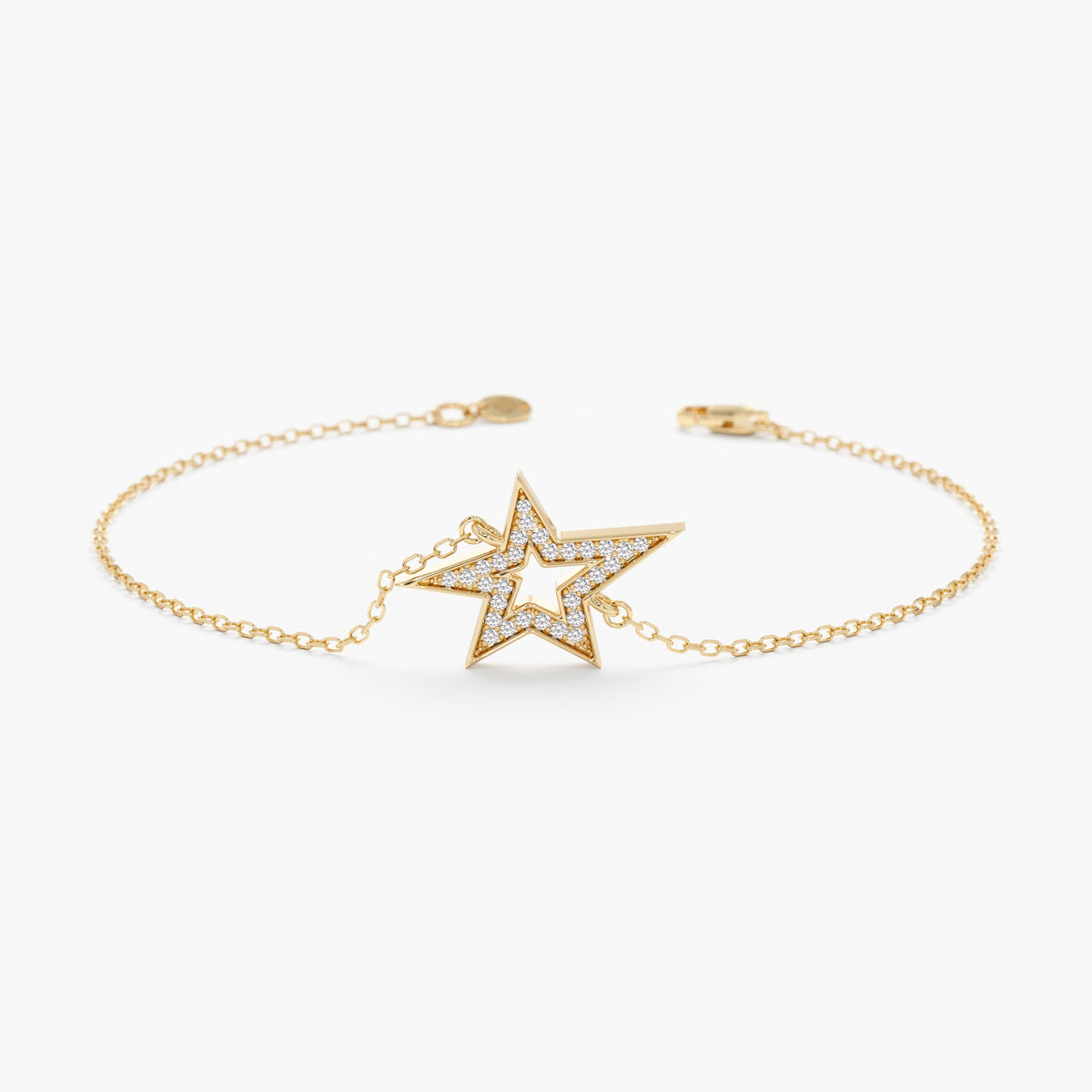 Solid Gold Asymmetric Diamond Star Bracelet