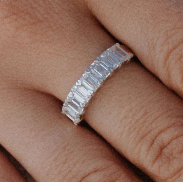 Solid Gold Emerald Cut Half Eternity Ring
