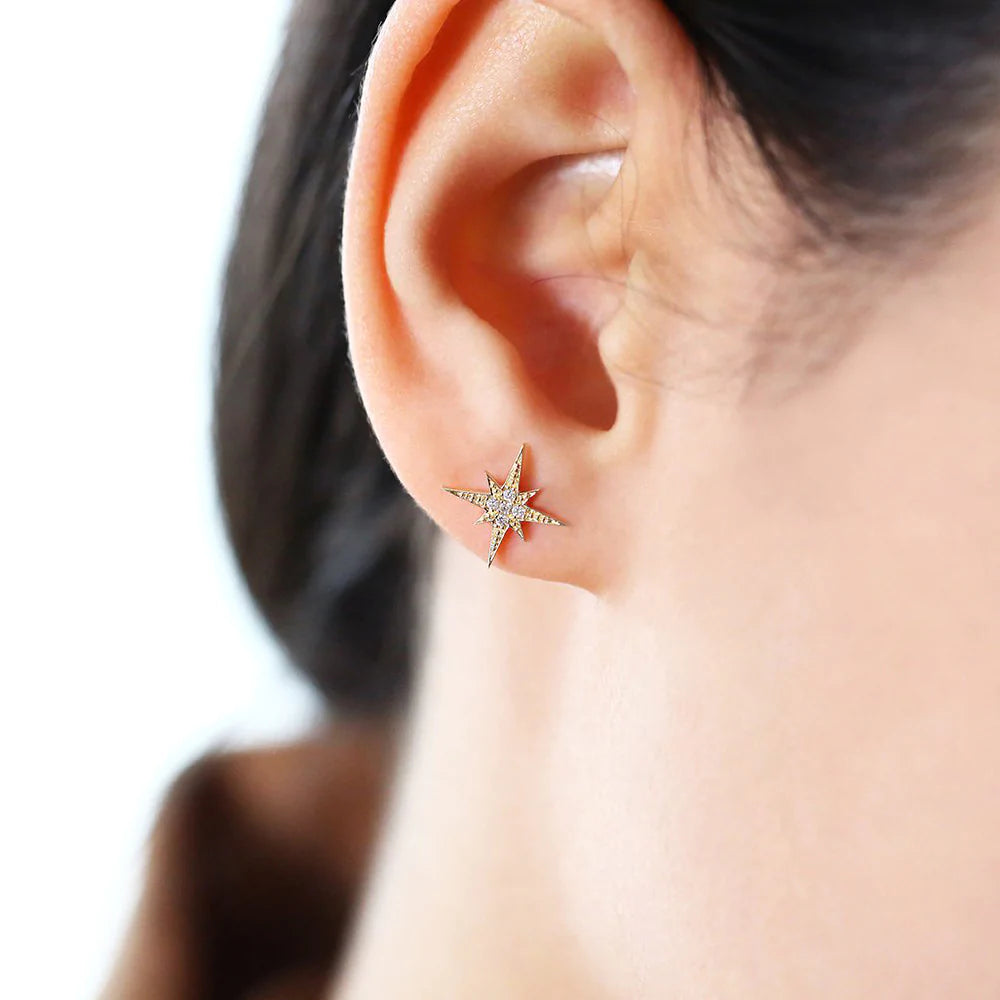 Solid Gold Starburst Diamond Earrings