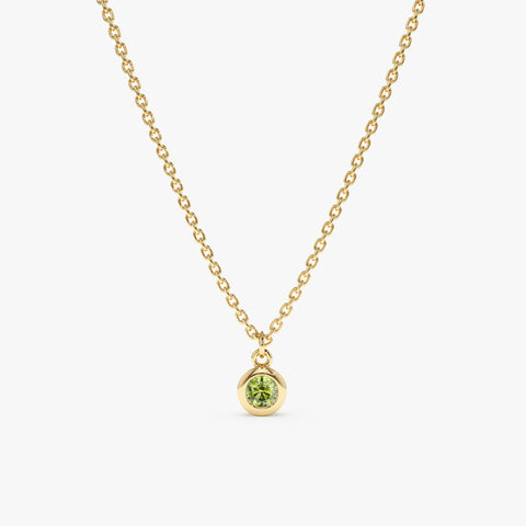 Solid Gold Peridot Charm Necklace