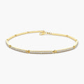Solid Gold Pave Stackable Diamond Bar Bracelet