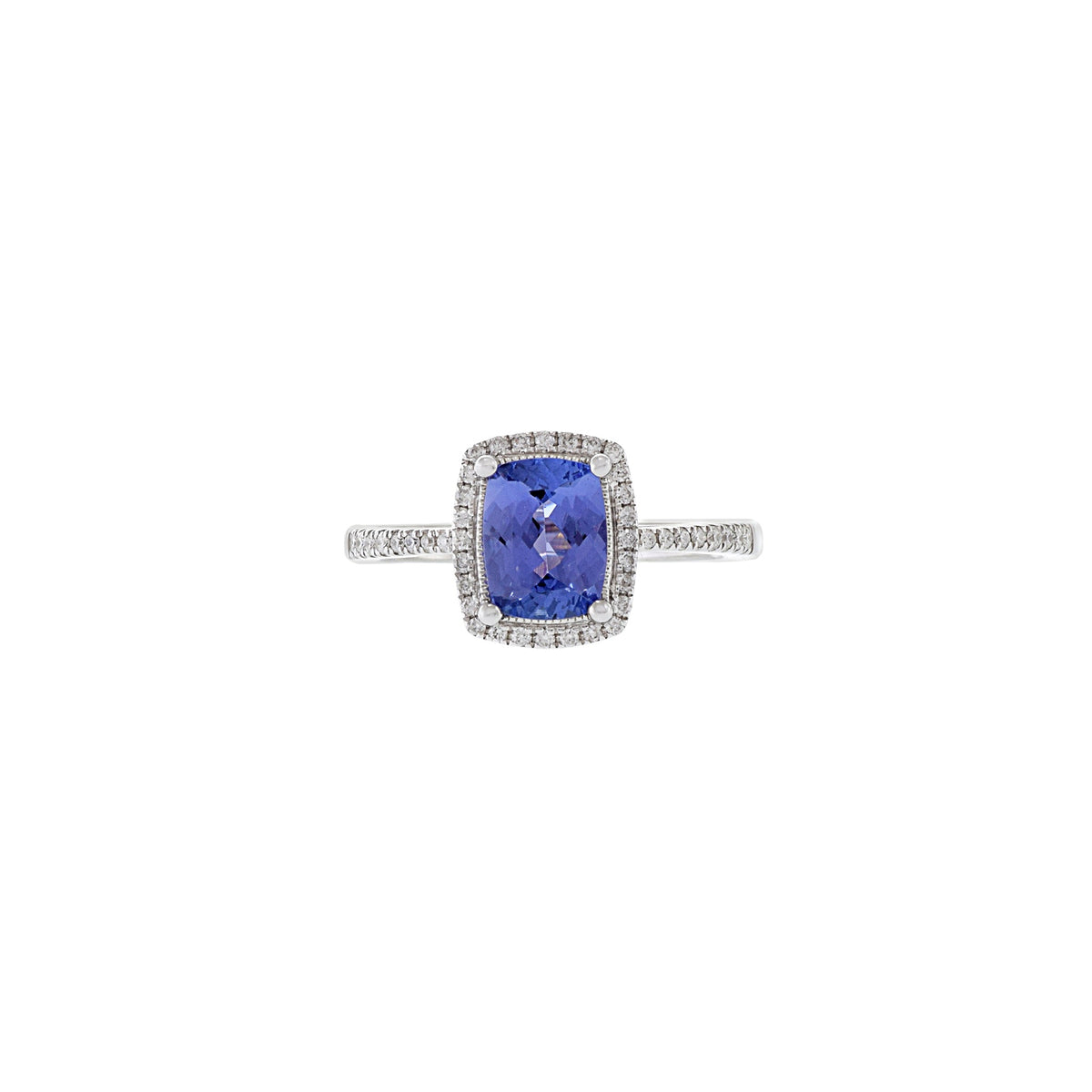 18K Solid Gold 1.53 CT Tanzanite and Diamond Ring