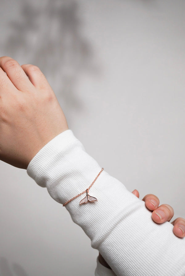 Solid Gold Diamond Whale Tail Bracelet
